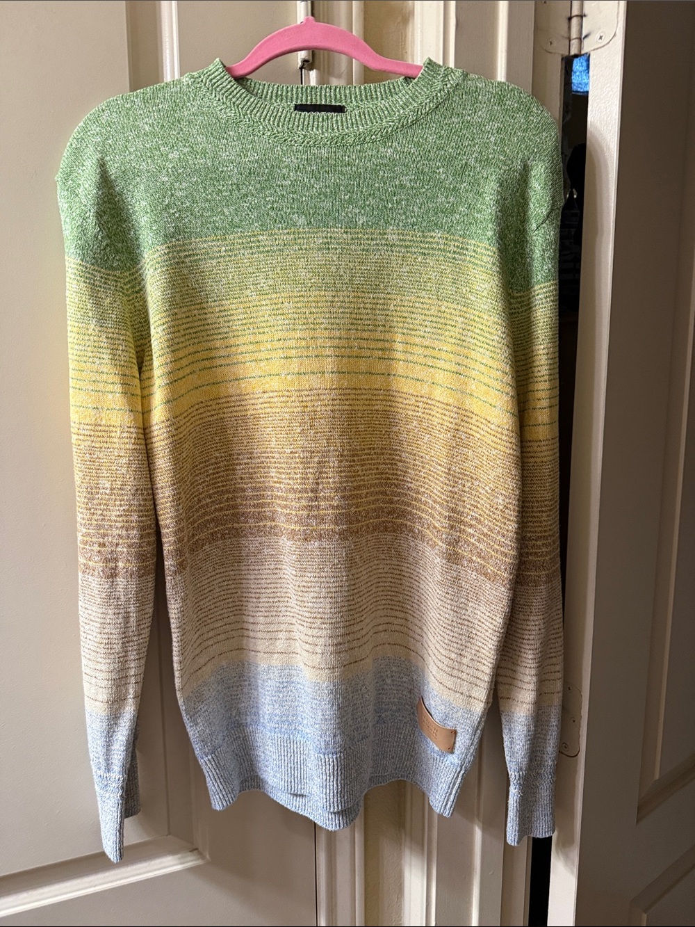Scotch & Soda Gradient Crewneck Sweater in Green, Yellow, Cream, Light Blue